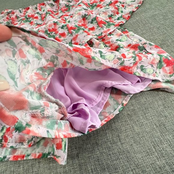 Harper Wren Cute Floral Romper Small Strapless Lined Light Lavender Red Green - Picture 6 of 16